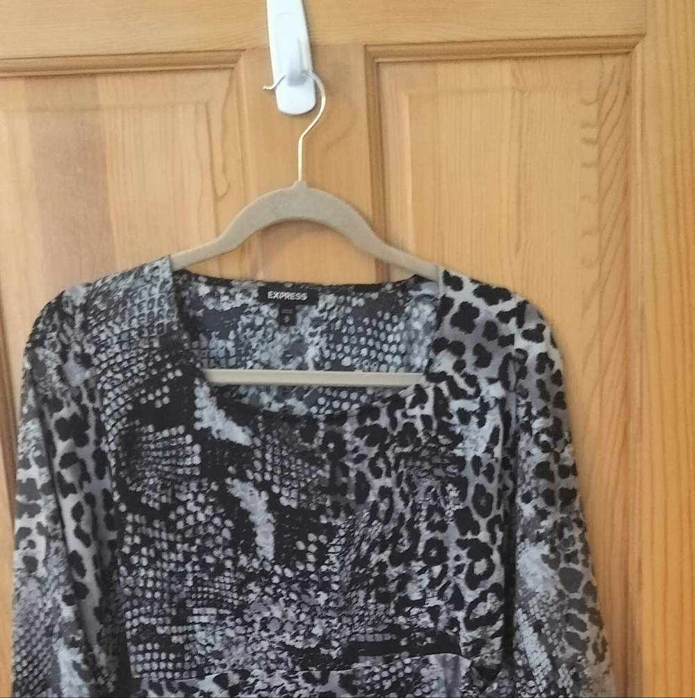 Express Black and Gray Patterned Dress